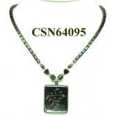 Hematite Chinese characters "Love" Pendant Beads Stone Chain Choker Fashion Women Necklace